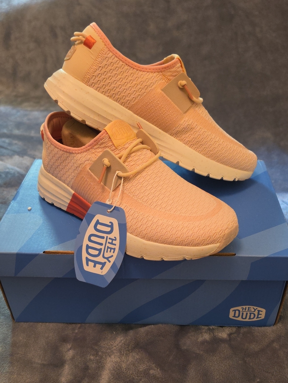 Hey Dude Womens Pink Knit Sirocco Slip-On Sneakers with Darker Accents